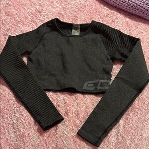 Echt Arise Comfort Black Long Sleeve Crop Top Sz Small